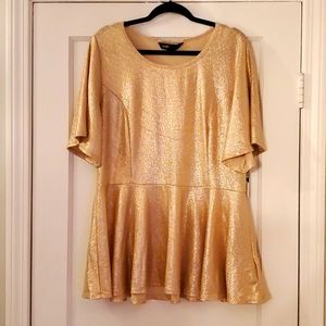 LuLaRoe Champagne Rose Gold Elegant Emma Peplum Top XL NWT